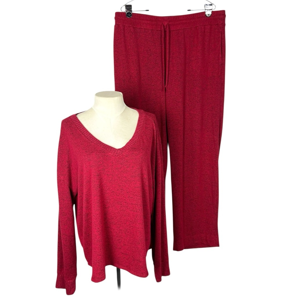 Soma 2 piece‎ lounge set pajamas Size XL red black soft long sleeve cozy warm